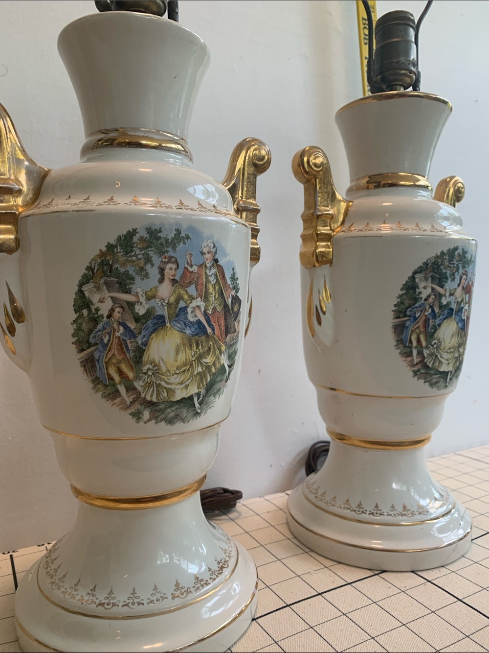 Elegant Victorian Revival Royal Oxford “George and Martha” Set of Lamps